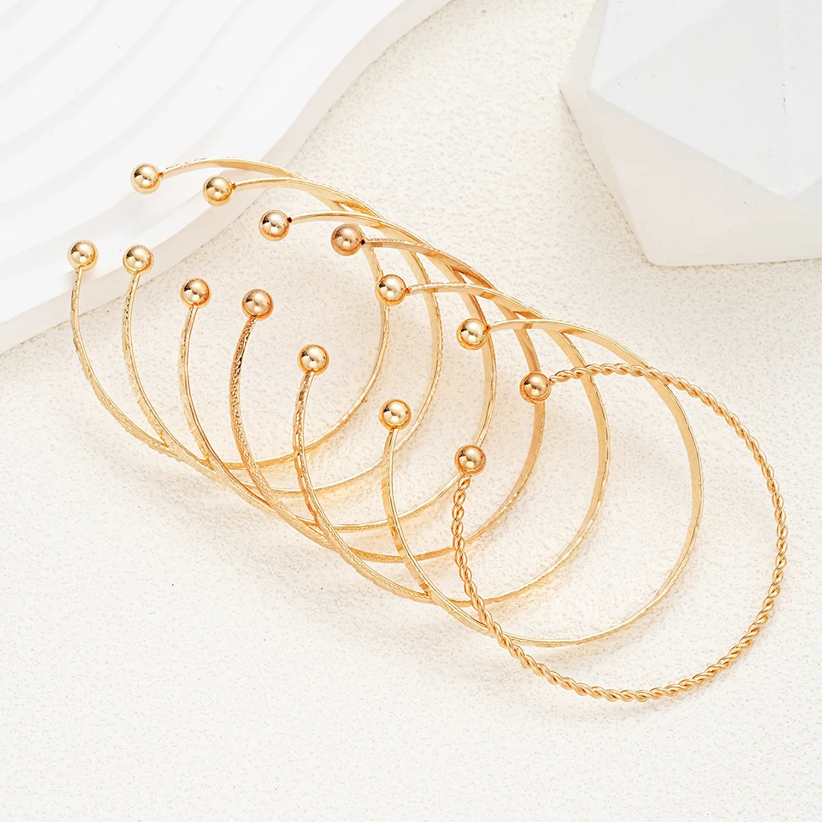 Gold Punk Heart Bracelet Set (7PCS)