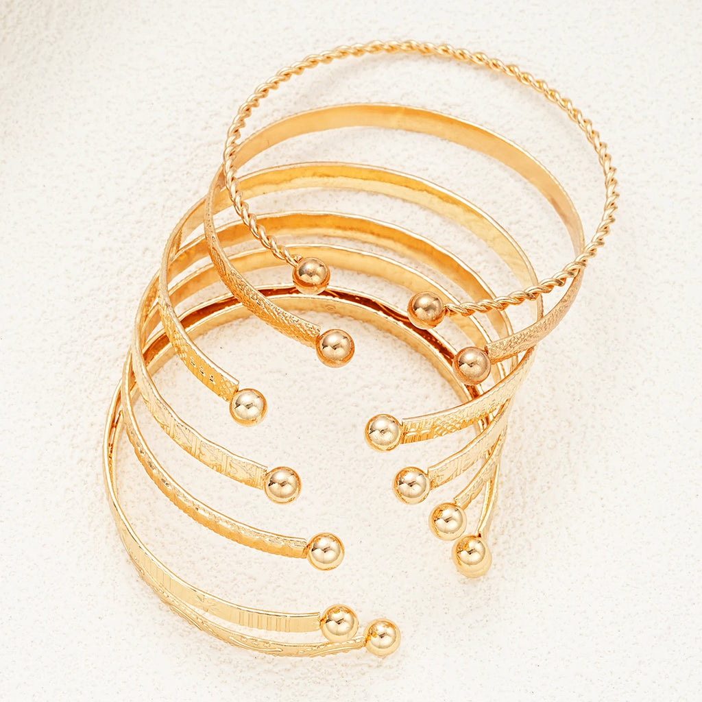 Gold Punk Heart Bracelet Set (7PCS)