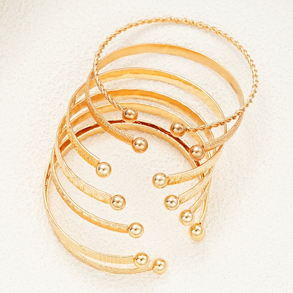 Gold Punk Heart Bracelet Set (7PCS)