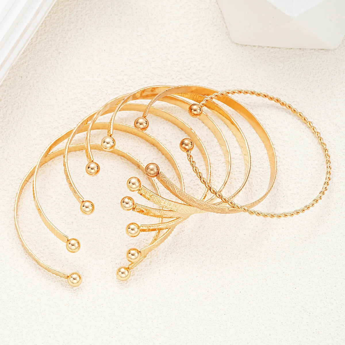 Gold Punk Heart Bracelet Set (7PCS)