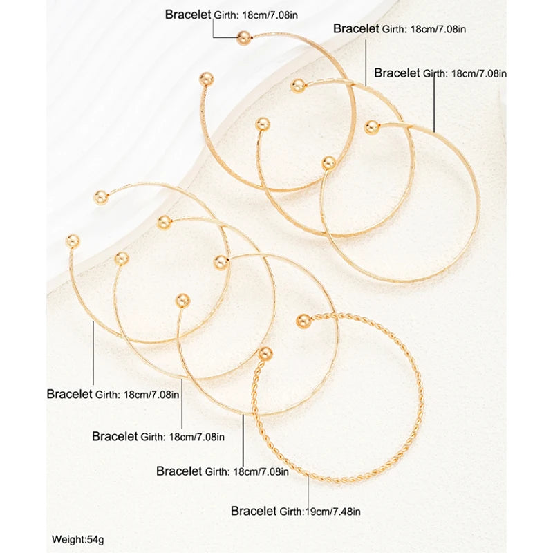 Gold Punk Heart Bracelet Set (7PCS)