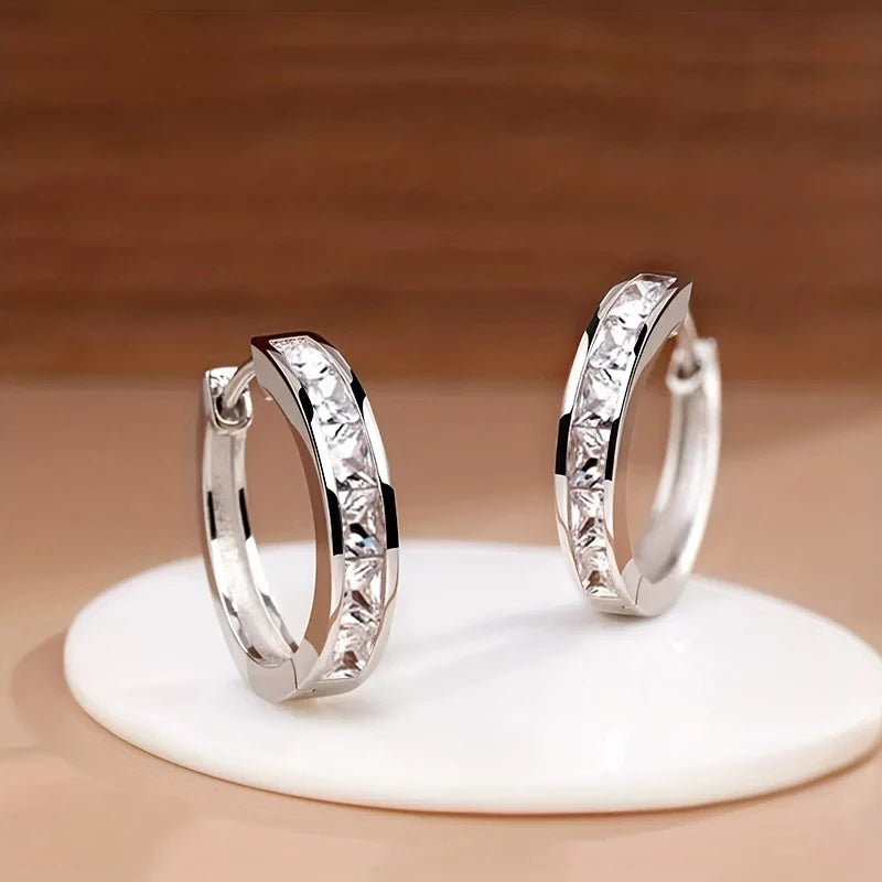 Princess CZ Hoop Earrings