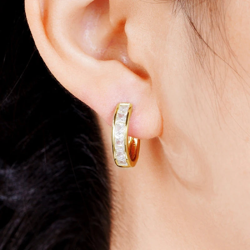 Princess CZ Hoop Earrings