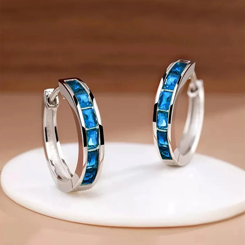 Princess CZ Hoop Earrings