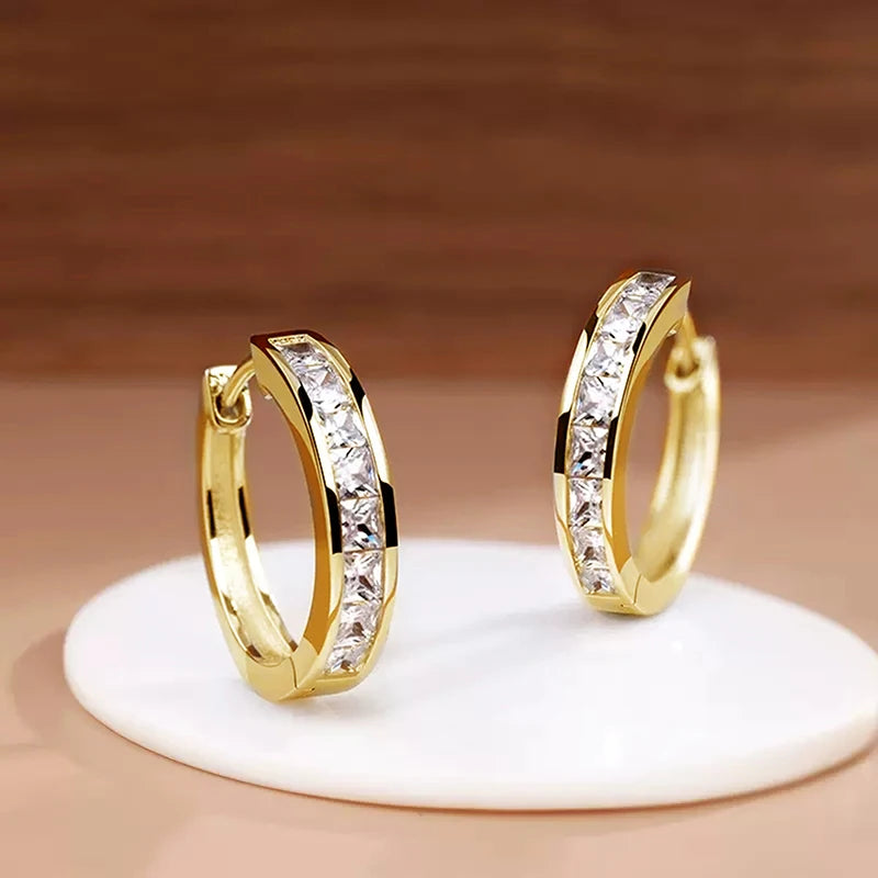 Princess CZ Hoop Earrings