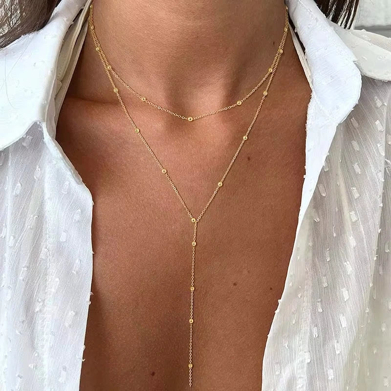 Dainty Gold Y Drop Necklace