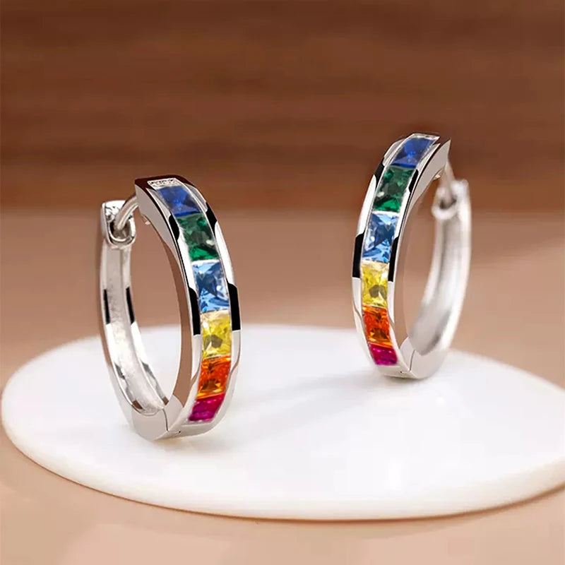 Princess CZ Hoop Earrings