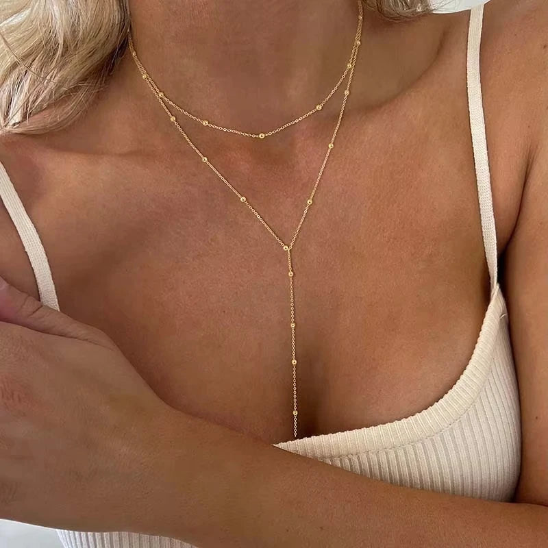 Dainty Gold Y Drop Necklace