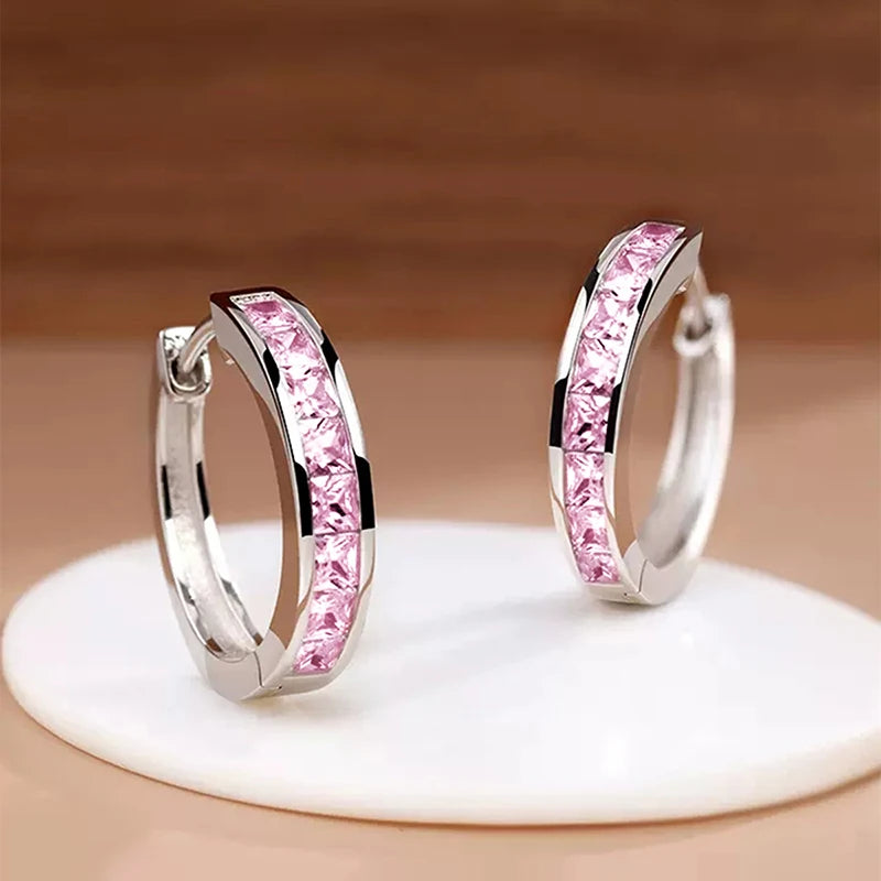 Princess CZ Hoop Earrings