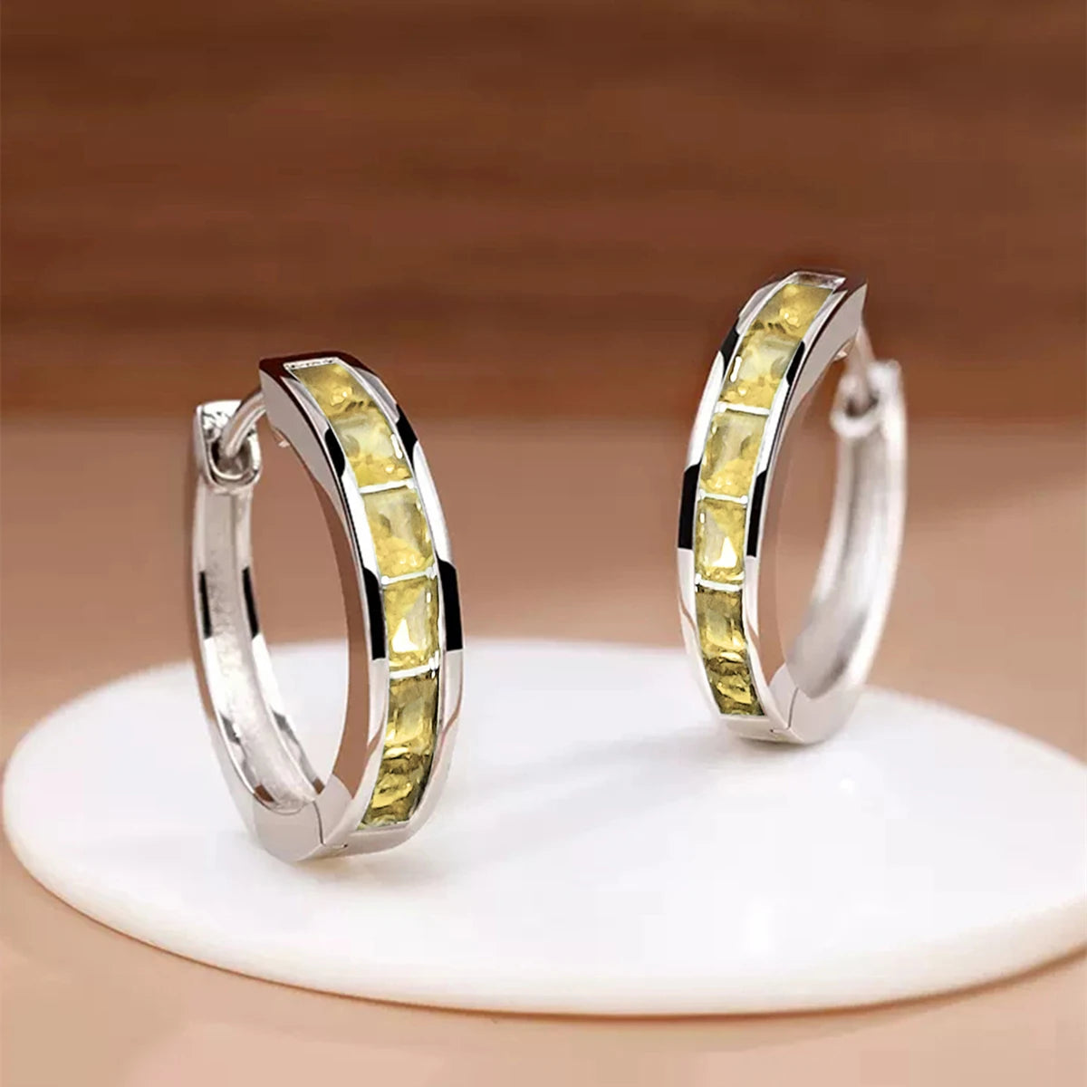 Princess CZ Hoop Earrings