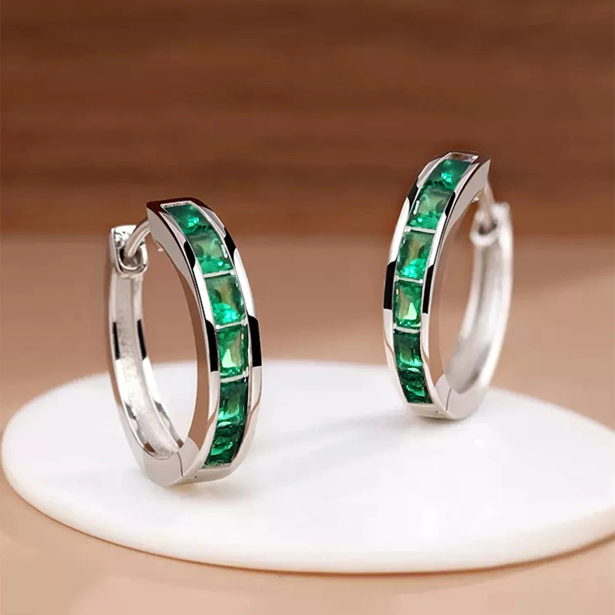 Princess CZ Hoop Earrings