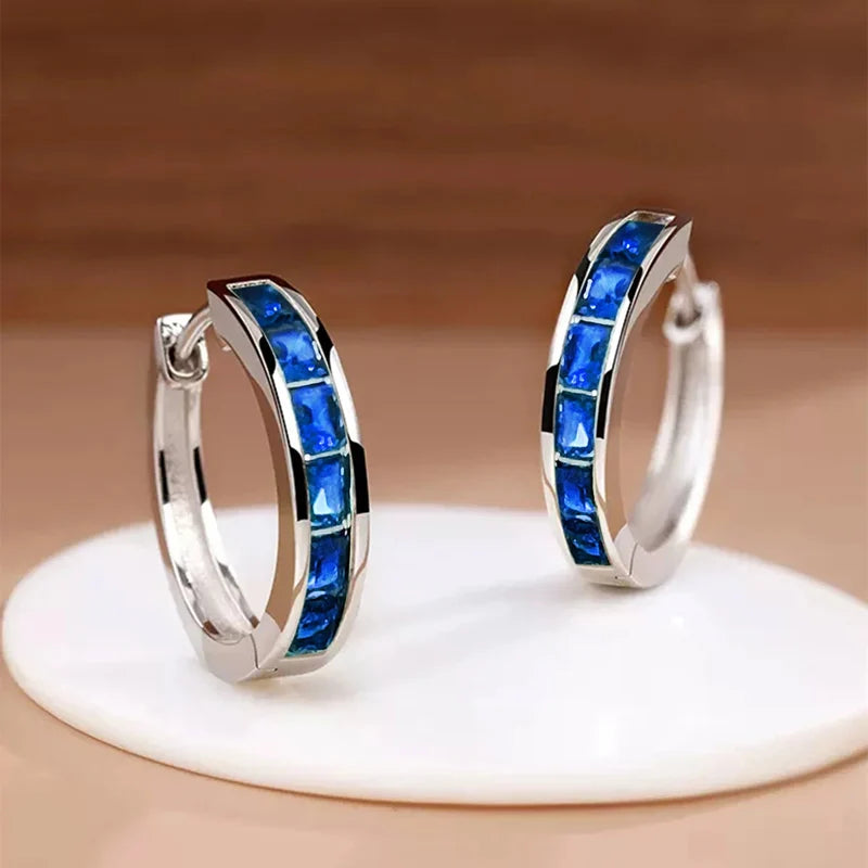 Princess CZ Hoop Earrings